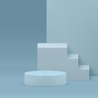 Blue pastel 3d showcase podium mock up for product show presentation realistic vector
