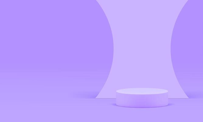 Lilac showroom 3d podium mock up for stylish product show presentation realistic