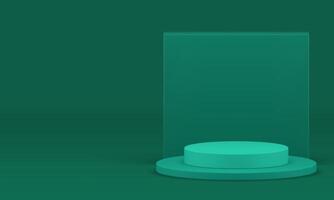 Green 3d podium with squared wall background showcase realistic illustration vector