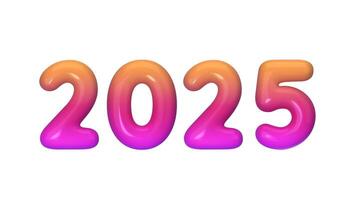Happy New 2025 Year. Holiday illustration of gradient of red and purple numbers isolated on white background. vector