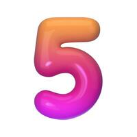 Stylish 3D number 5 with red and purple gradient. Modern, vibrant, and abstract. Perfect for digital art, graphic design, and creative projects. illustration vector