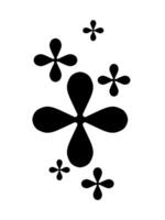Abstract geometric flower shape and silhouettes, black color. Modern trendy minimalist brutalist figures. Modern abstract graphic design elements. illustration vector