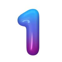 3D number 1 with blue and violet gradient. Modern, vibrant, and abstract. Perfect for digital art, graphic design, and creative projects. illustration vector