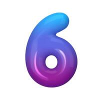 3D number 6 with blue and violet gradient. Modern, vibrant, and abstract. Perfect for digital art, graphic design, and creative projects. illustration vector