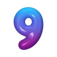 3D number 9 with blue and violet gradient. Modern, vibrant, and abstract. Perfect for digital art, graphic design, and creative projects. illustration vector