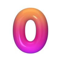 Stylish 3D number 0 with red and purple gradient. Modern, vibrant, and abstract. Perfect for digital art, graphic design, and creative projects. illustration vector