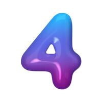 3D number 4 with blue and violet gradient. Modern, vibrant, and abstract. Perfect for digital art, graphic design, and creative projects. illustration vector
