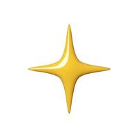 3D glossy Yellow star of shape isolated on white background. Realistic 3d design cartoon style. illustration vector