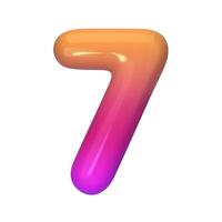 Stylish 3D number 7 with red and purple gradient. Modern, vibrant, and abstract. Perfect for digital art, graphic design, and creative projects. illustration vector