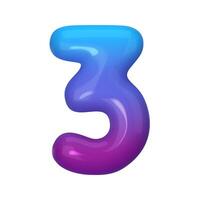 3D number 3 with blue and violet gradient. Modern, vibrant, and abstract. Perfect for digital art, graphic design, and creative projects. illustration vector