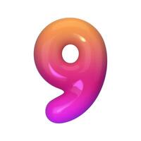 Stylish 3D number 9 with red and purple gradient. Modern, vibrant, and abstract. Perfect for digital art, graphic design, and creative projects. illustration vector
