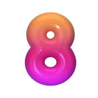 Stylish 3D number 8 with red and purple gradient. Modern, vibrant, and abstract. Perfect for digital art, graphic design, and creative projects. illustration vector