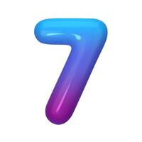 3D number 7 with blue and violet gradient. Modern, vibrant, and abstract. Perfect for digital art, graphic design, and creative projects. illustration vector