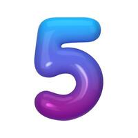 3D number 5 with blue and violet gradient. Modern, vibrant, and abstract. Perfect for digital art, graphic design, and creative projects. illustration vector