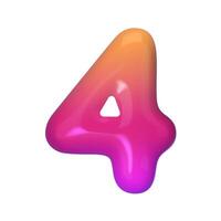 Stylish 3D number 4 with red and purple gradient. Modern, vibrant, and abstract. Perfect for digital art, graphic design, and creative projects. illustration vector