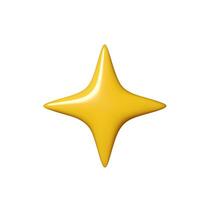 3D glossy Yellow star of shape isolated on white background. Realistic 3d design cartoon style. illustration vector