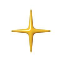 3D glossy Yellow star of shape isolated on white background. Realistic 3d design cartoon style. illustration vector