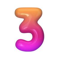 Stylish 3D number 3 with red and purple gradient. Modern, vibrant, and abstract. Perfect for digital art, graphic design, and creative projects. illustration vector