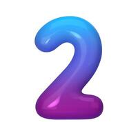 3D number 2 with blue and violet gradient. Modern, vibrant, and abstract. Perfect for digital art, graphic design, and creative projects. illustration vector
