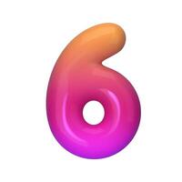 Stylish 3D number 6 with red and purple gradient. Modern, vibrant, and abstract. Perfect for digital art, graphic design, and creative projects. illustration vector