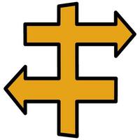 Decorative illustrated wooden signpost with right and left arrow direction illustration graphic element vector