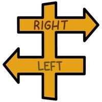 Decorative illustrated wooden signpost with right and left arrow direction illustration graphic element vector