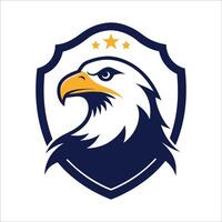 Bald Eagle Unique Logo Design with Decorative Frame, White Background Illustration Art vector