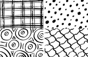 Wire, mesh, plaid, circle and dots seamless patterns set. illustration vector