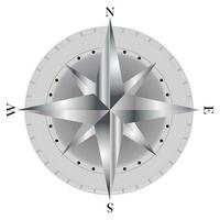 rose of wind isolated on white background. Image of a compass in silver color. Navigation arrow symbols. vector