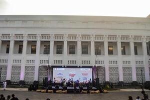soft launching event for the old city of Surabaya in front of the Internatio building with live keroncong music performances, Indonesia, 20 June 2024. photo