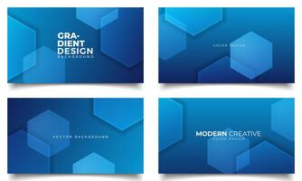 set of modern blue hexagon creative design background for bussines card,banner template design vector