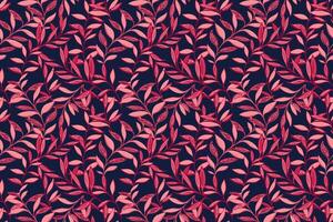 Chic burgundy leaf stems intertwined in a seamless pattern. Abstract artistic printing with ornate branches leaves on a dark background. hand drawing illustration. Designs for fabric vector
