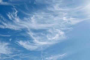Tranquil Cirrus Clouds in Clear Blue Sky on Sunny Day, Symbolizing Freedom and Joy photo