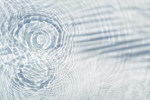 Top View of Water Drops on Transparent Surface with Palm Leaf Shadow photo