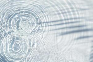Top View of Water Drops on Transparent Surface with Palm Leaf Shadow photo