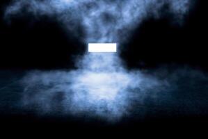 Abstract Composition, Square Opening in Dimly Lit Room with Obscured Floor photo
