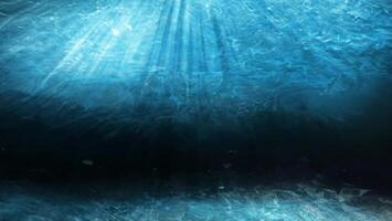 Sunlit Underwater Scene, 3D Render of Tropical Ocean with Rays of Light photo