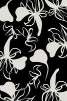 A Hand drawn simple abstract flowers black and white tone. Trendy collage pattern. Modern black and whit Floral pattern textiles vector