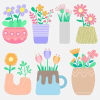 Kid hand drawn cute colorful Spring Summer flower garden element vector