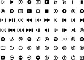 Media player buttons set. Media player icons collection. Multimedia symbols isolated on white background. illustration of audio, , music, recording, interface pictogram pack. vector