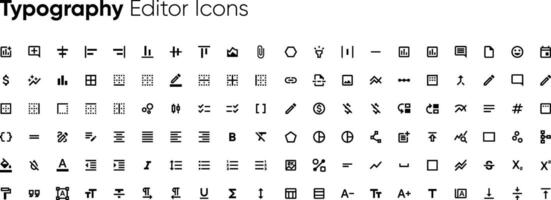 Typography Editor Icons set. Graphic design editable outline icon isolated on white background flat illustration vector