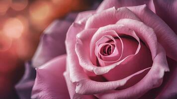 a close up of a pink rose with a blurred background photo