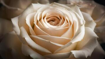 a close up of a white rose with a dark background photo