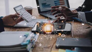 Digital transformation technology strategy, IoT, internet of things. transformation of ideas and the adoption of technology in business in the digital age, enhancing global business capabilities. Ai video