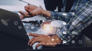 Document management concept. Virtual screen icons Document Management System DMS Online document database, software for efficient archiving, searching and management of company files and data. video