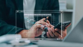 Project manager working with Gantt chart schedule to plan tasks and deliverables. Scheduling activities with a planning software, Corporate strategy for finance, operations, sales, marketing. video