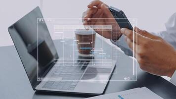 Project manager working with Gantt chart schedule to plan tasks and deliverables. Scheduling activities with a planning software, Corporate strategy for finance, operations, sales, marketing. video