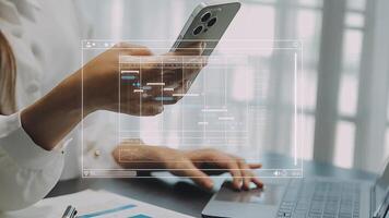 Project manager working with Gantt chart schedule to plan tasks and deliverables. Scheduling activities with a planning software, Corporate strategy for finance, operations, sales, marketing. video