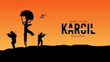 26th July Kargil Vijay Diwas Design Concept With Indian Flag And Army Social Media Post vector