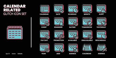 calendar related glitch icon design good for web and mobile app vector